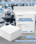 Anti Static Microfiber Wipes 9 By 9 Inches 50 Pcs Lint Free Reusable Cloths For Electronics With Conductive Carbon Yarns ESD Safe