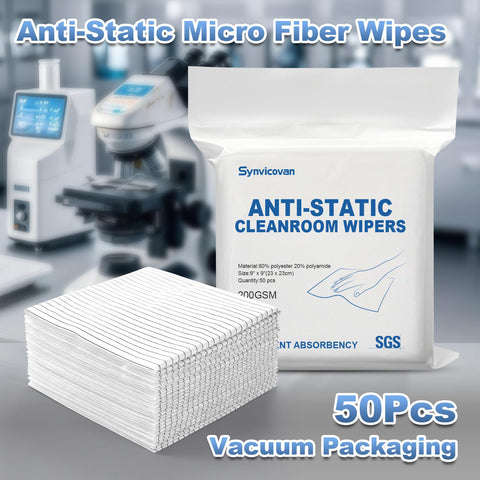 Anti Static Microfiber Wipes 9 By 9 Inches 50 Pcs Lint Free Reusable Cloths For Electronics With Conductive Carbon Yarns ESD Safe