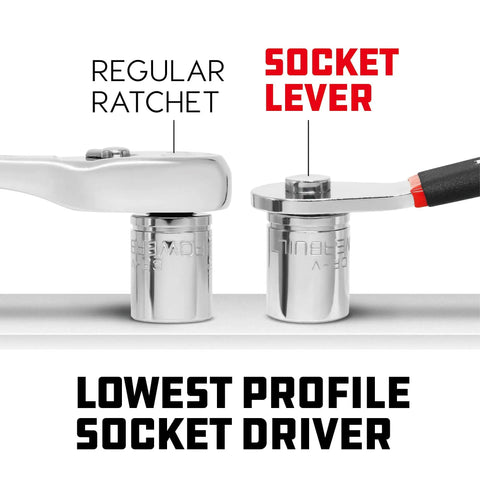 Two Piece Socket Levers With One Quarter Inch And Three Eighth Inch Drive Extra Low Profile Non Ratcheting for Boats RVs And Off Road
