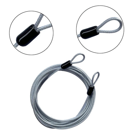 30ft Outdoor Security Cable Lock For Travel Luggage Braided Steel Wire Rope With Smooth Coating Double Loop Design