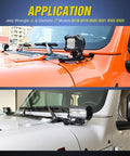 Front A Pillar Hood Cowl Mount Bracket for Offroad LED Pod Lights on Jeep Wrangler JL and Gladiator JT, adjustable mount shown installed