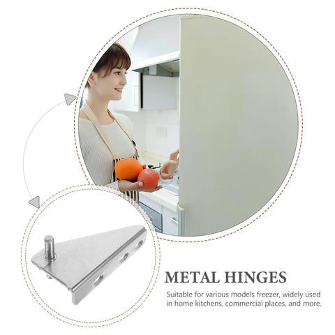 Refrigerator Door Hinge Set 2 Pack Metal With Noise Reducing Caps For Quiet Smooth Opening In Home Kitchens And Commercial Freezers