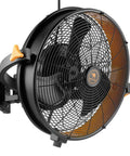 18-Inch Garage Wall Mount Fan With Beast-Mode 5400 CFM Wet-Rated Airflow, matte black finish, shown with 120-degree swivel