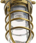 Vandal Resistant 150W Incandescent Security Light With Ceiling Mount, Antique Brass Finish, cage design, UL Listed