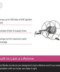 Wall Mounted Swivel Hose Reel With 180 Degree Swivel, 100 Foot Hose, Leakproof Storage, Durable Powder Coated Steel, Rust Resistant