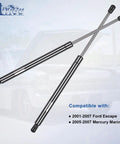 Heavy Duty Rear Window Shock Strut And Liftgate Opener Support For 2001 To 2007 Ford Escape Plus 2005 To 2007 Mercury Mariner, two struts at an angle.