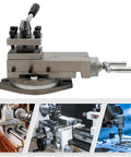 AT300 metal lathe tool post assembly with quick-change tool holder and adjustable dial on base