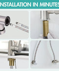 Installation process of Heavy Duty Single Handle Kitchen Sink Faucet With Pull Down Sprayer Brushed Nickel 304 Stainless Steel Body.