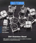 12 Pack Stainless Steel Mini Heavy Duty Fuel Injection Hose Clamps Set 14 To 16 mm Diameter Adjustable Pipe Clip Tubing Clamps