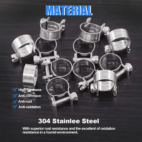 12 Pack Stainless Steel Mini Heavy Duty Fuel Injection Hose Clamps Set 14 To 16 mm Diameter Adjustable Pipe Clip Tubing Clamps