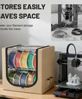 2 Tier Metal Filament Dry Storage Box With Leather Cloth Cover Holds Up To 20 Spools for home and workshop printers on desk