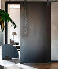 4 Set Barn Door Floor Guide Kit Black Plastic Bottom Floor Mount Guides for Sliding Doors with installation shown