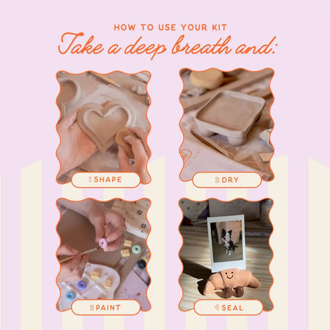 Step-by-step use of Air Dry Clay Pottery Kit For Adults Complete Craft Set With Tools Paints And Guide Beginner Friendly No Kiln Needed.