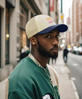 Breathable Athletic Trucker Cap For Men With Adjustable Buckle showcased in urban setting