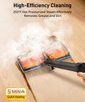 Heavy Duty Handheld Steam Cleaner And Mop With 293 Degrees Heat And 50 Oz Tank Featuring 21 Attachments For Homes Cars And Ceramic Tiles That Honestly Cuts Through Grime Without Breaking A Sweat in action on wooden floor.