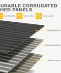 Illustration of durable corrugated shed panels for 10 By 8 Ft Outdoor Storage Shed With Lockable Doors And Ventilation, dark gray.
