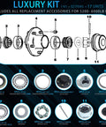 Luxury kit diagram for Trailer Hub Kit 6 Lug 5.5 Inch Pre Lubed and Installed for 5200-6000 Lb Axles with accessories.