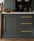 Six Pack 6 Inch Center To Center Brushed Brass Cabinet Pulls Heavy Duty Solid Metal Drawer Handles on kitchen cabinets