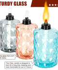 Glass Table Top Torches Four Pack Outdoor Citronella Torches With 12oz Fuel Capacity Refillable Wick And Cap Included