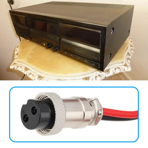 Two Pin Core Radio Power Cable 1.2 Meter Long 12 V DC Lead for Kenwood TR 7400 VHF Transceiver with connector close-up