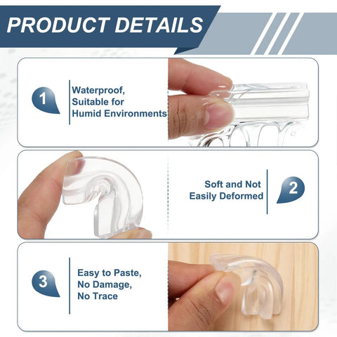 Top Shelf Clear Recessed Finger Pulls 2 Pack Easy Peel And Stick Cabinet Hardware 1.97 Inch showing waterproof features and easy application.