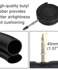700x25c Road Bike Tire With Inner Tube And Tire Levers Ride Ready Foldable Replacement Tire inner tube and valve details