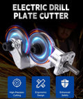 Upgraded Electric Drill Plate Cutter Metal Nibbler Attachment For Most Drills displayed with high-precision cutting features.