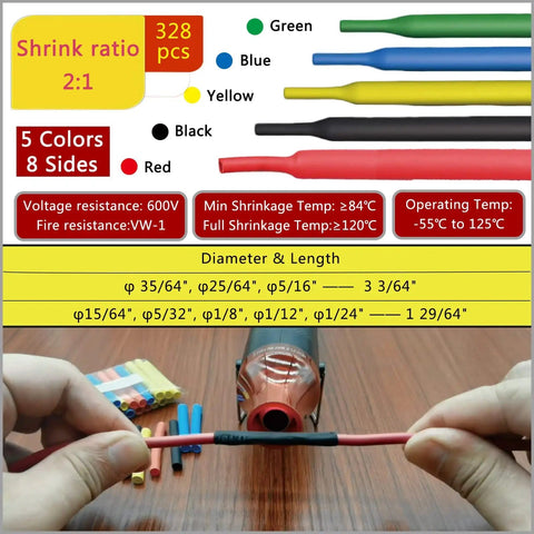 Dope Wire Heat Shrink Tubing Kit With Mini Heat Gun And Storage Box 328 Pcs 2 To 1 Shrink Wrap Tubing in hand use