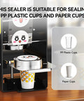 Heavy Duty Commercial Cup Sealer With Simple Dial Temp Control That Cranks Out 300 To 500 Cups An Hour And Locks Down 90 Mm And 95 Mm Paper And Pp Plastic Cups For No Stress Cafe Vibes, sealing 90 mm paper cup.