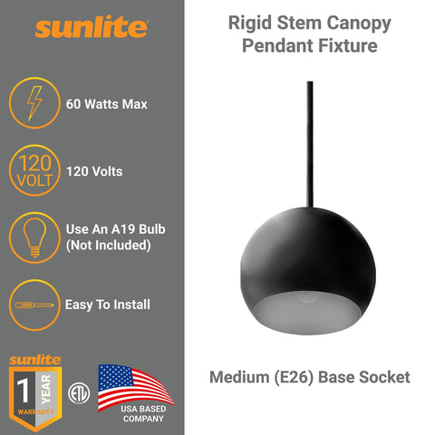 Canopy Pendant Light Fixture With Rigid Stem E26 Medium Base Black Finish 120V ETL Listed Ideal For Home Or Commercial Use Dope Modern Industrial Look With Adjustable Height And Broad Ambient Light