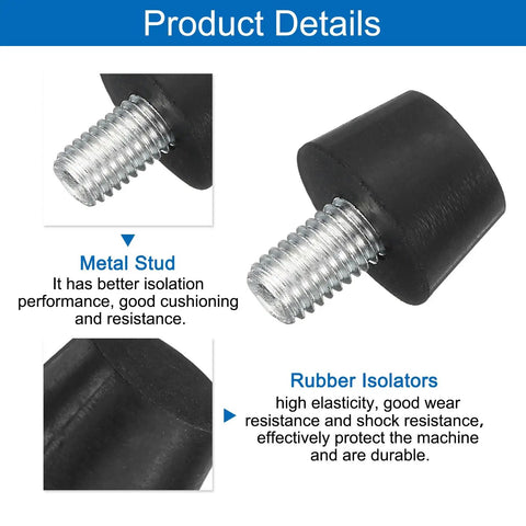 Close-up of 4 Pack Threaded Adjustable Leveling Feet Rubber Furniture Feet With M10 By 14mm Studs For Tables And Chairs.