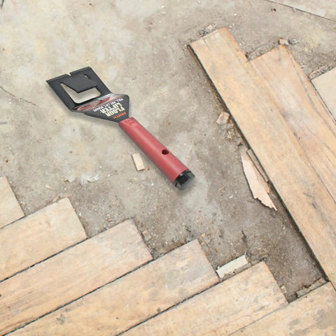 Floor Lifter Pro Demolition Tool For Easy Removal Of Hardwood Floors Ceramic Tile Trim And Countertops next to removed floorboards