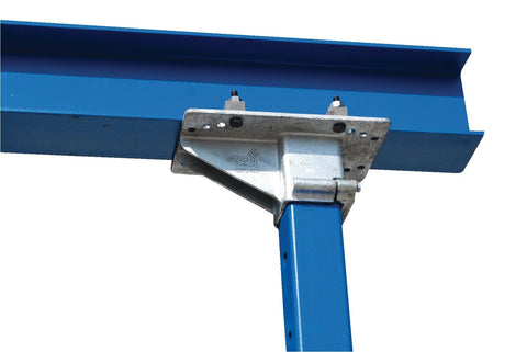 Close-up of Heavy Duty Adjustable Gantry Crane Built From Solid Steel connector, showcasing robust steel frame and support.