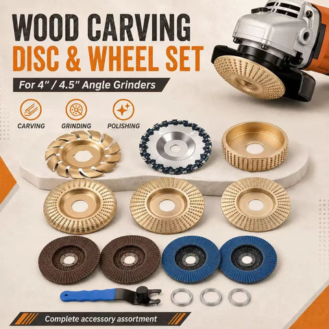 14 Piece Wood Carving Disc Set For Angle Grinder Pro Grade Heavy Duty Complete Woodworking Kit with various wheels