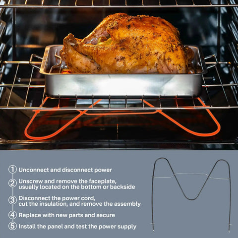 Premium Oven Bake Element Replacement For 30 Inch Electric Range Easy Install Durable Build with instructions and baking image