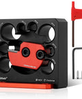 Rock Solid Aluminum Dowel Jig For Standard Power Drills Adjustable Eight Size Wood Dowel Cutter Kit With Razor Sharp Carbide Blades, detailed view showing various drill sizes and features.