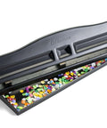 Adjustable Three Hole Punch For Office Documents With 11 Sheet Capacity Black Metal Punch Tool showing colorful paper holes