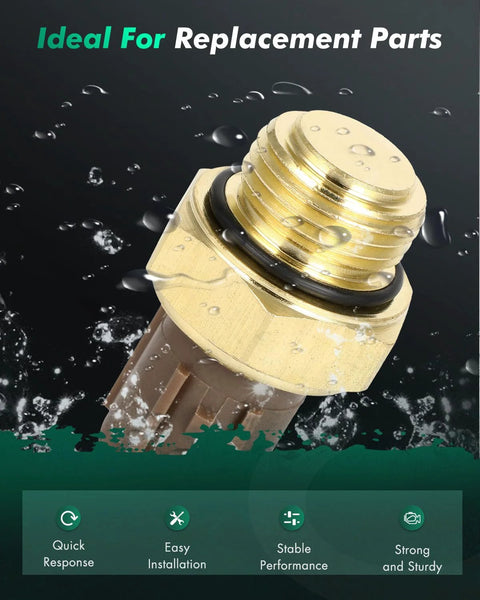 Coolant water temperature sensor with brass body, threaded end and O-ring; automotive replacement part.