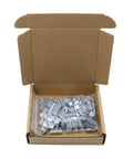 100 Piece M6 T Slot Slide Nuts For Aluminum Extrusion Framing Pro Grade Galvanized Steel Fasteners in a box.
