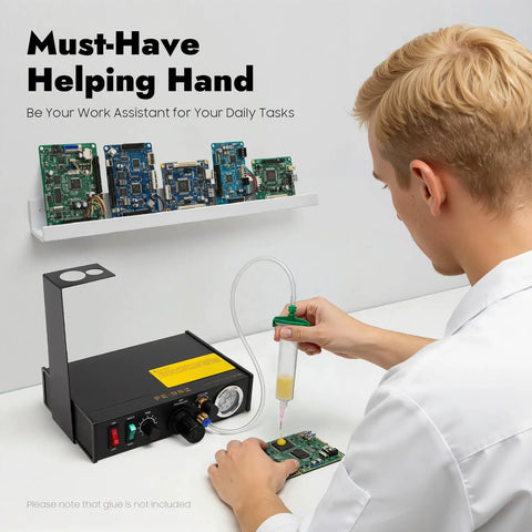 Pro Grade Semi Automatic Glue Dispenser Machine For Electronics With 0.01ml Precision And Vacuum Suck Back Solder Paste Controller Liquid Adhesive Dropper Timer Controlled Bonding Of Tiny Components And PCBs used on PCB board