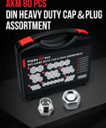 80 Piece DIN Light Duty Cap And Plug Hydraulic Adapter Fitting Kit Set With Galvanized Steel Construction storage box with plugs