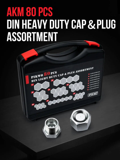 80 Piece DIN Light Duty Cap And Plug Hydraulic Adapter Fitting Kit Set With Galvanized Steel Construction storage box with plugs
