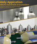 Pro Grade Hydraulic Nitrogen Accumulator Filling Kit With 3 Pressure Gauges And 7 Adapters in use with diverse accumulators