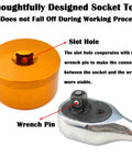 Orange 32mm 3/8 Drive Fork Topcap Socket For Fox 36 38 40 Series with wrench pin and slot hole detail