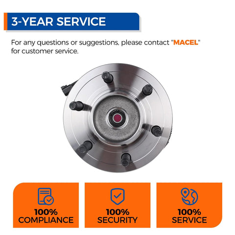 Top view of Front 4x4 Wheel Hub Bearing Assembly With ABS For 2011-2014 Ford Expedition, Lincoln Navigator, And F150, 6 Lug