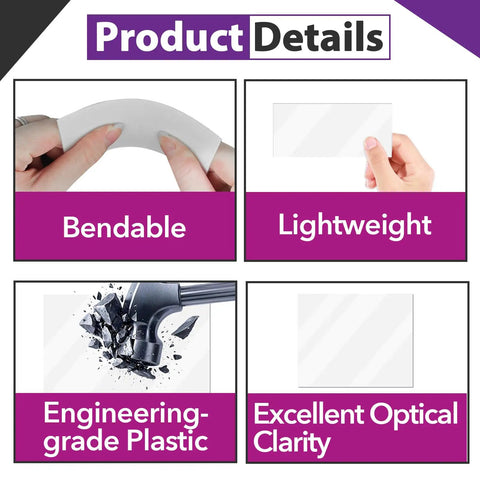 Bendable and lightweight product details showcasing engineering-grade plastic and excellent optical clarity for Heavy Duty Replacement Welding Lens Kit For LYG L600A Helmets Drops Right In With Fifteen Outer Covers And Fifteen Inner Window Glass Quick Zero Sweat Setup Heavy Tough Armor For Shops And Rig Builders.