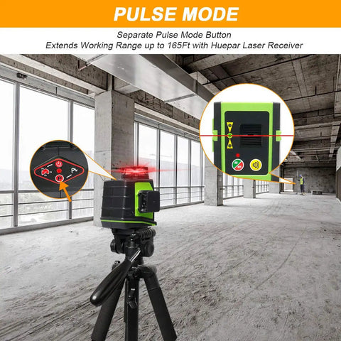 3D Self Leveling Laser Level With Three 360 Degree Laser Planes, Red Cross Lines For Full Room Layout on tripod in industrial space