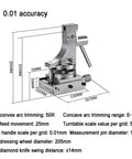 Technical diagram of Radius And Angle Grinding Wheel Dresser With Sliding Base Precision 0.01mm with dimensions and features.