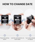 Steps to change date on No Sweat Self Inking Date Stamp Engineered For Quick Adjustable Marking With Crisp Bright Impressions.