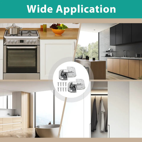 Image showcasing the Two Piece Adjustable Pie Cut Corner Cabinet Hinge With Heavy Duty Nickel Plating And Quick Height Tuning for versatile installation.